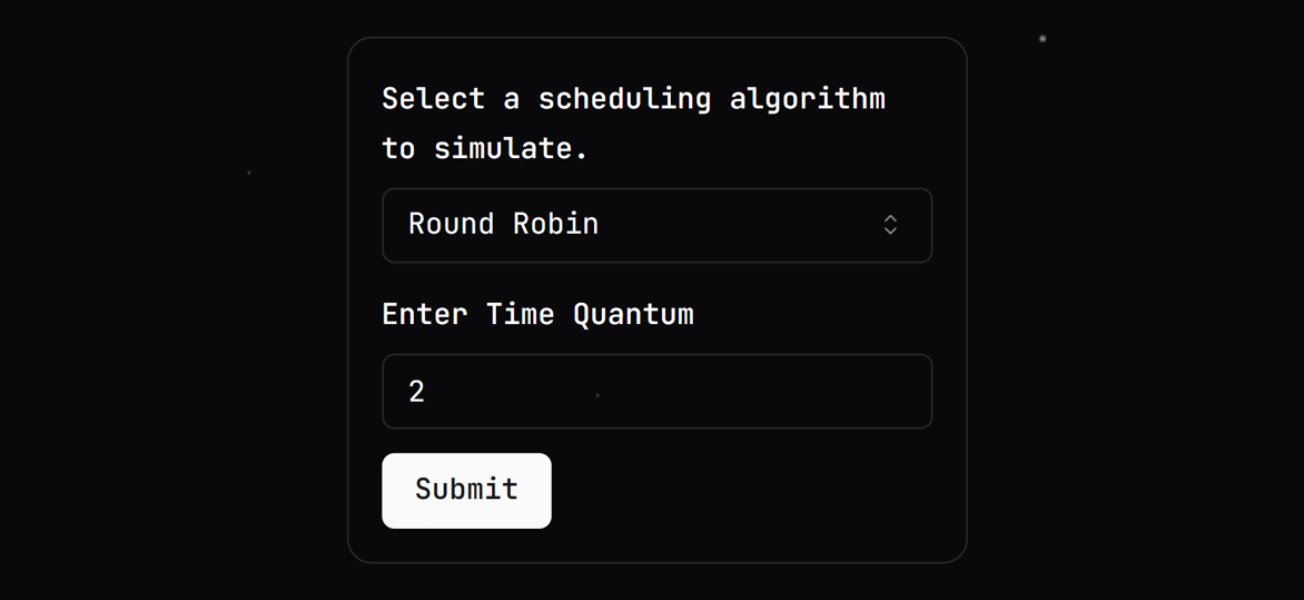 Algorithm Selection Dropdown