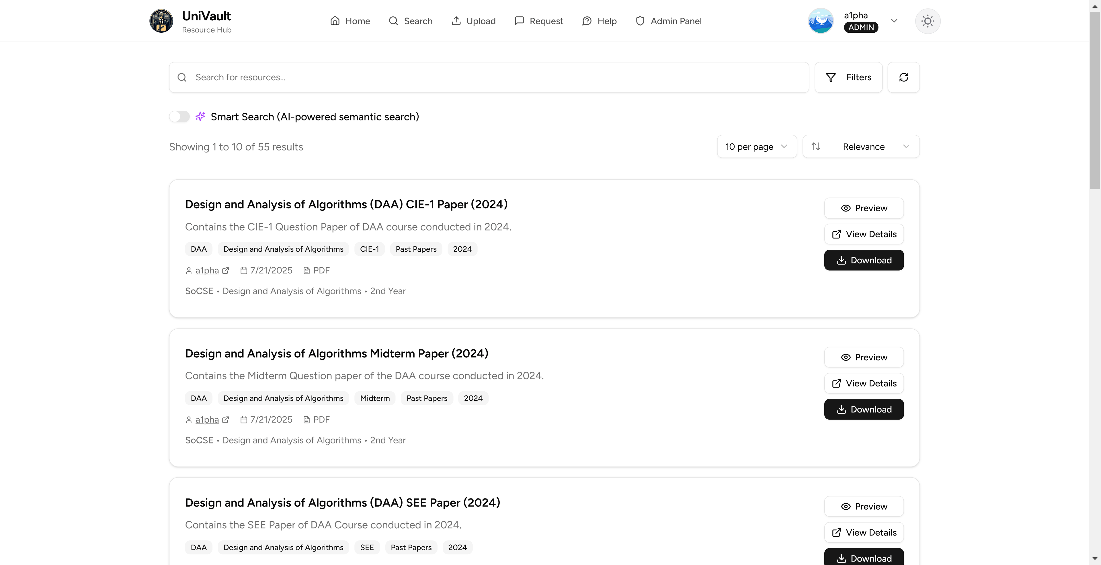 Document search functionality